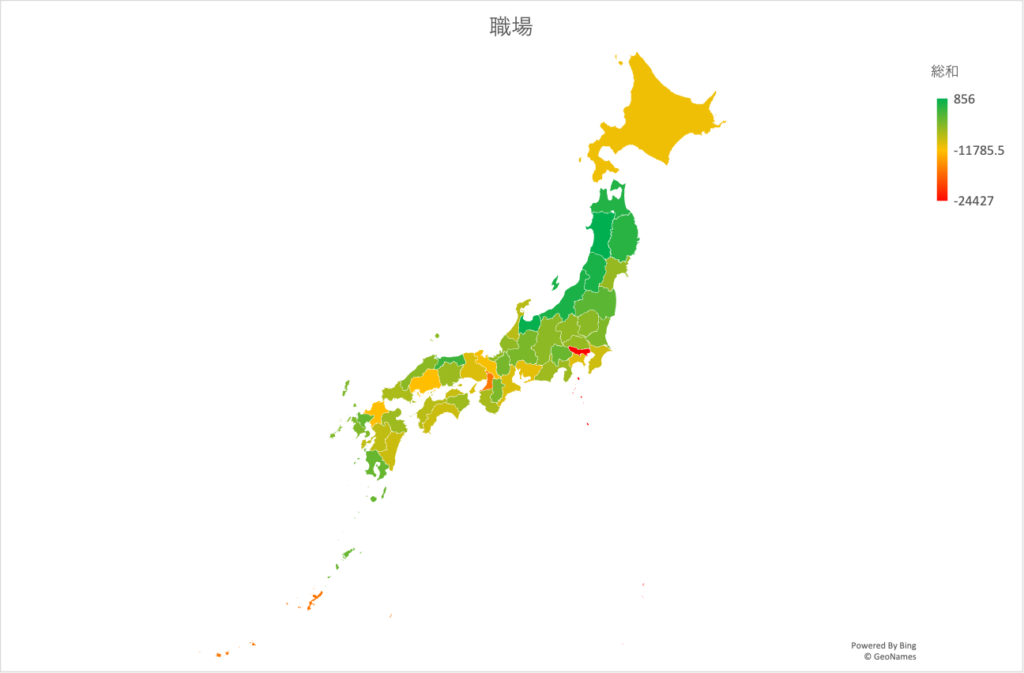 職場での移動度合いの総和